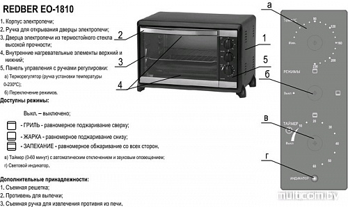 Мини-печь Redber EO-1810