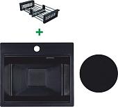 Кухонная мойка Marblan Comfort 48 (оникс, с сифоном и колландером)