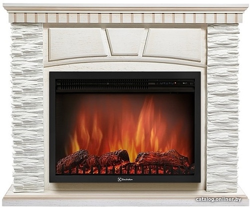 Портал Firelight Porto 25 (камень белый/шпон беленый дуб)