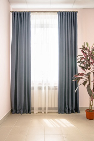 Комплект штор Decoretto Сатин индиго СИ-K12 3.75x2.7 м (синий, 2 шт)