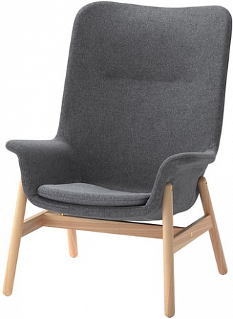 Интерьерное кресло Ikea Ведбу c высокой спинкой (гуннаред темно-серый) 304.241.30