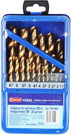 Набор сверл ДИОЛД Н 2505 90014009 (25шт)