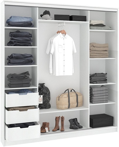 Шкаф-купе Кортекс-мебель Сенатор ШК12-45 Классика ДСП с зеркалом (белый)