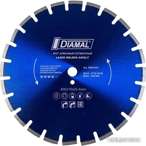 Отрезной диск алмазный Diamal DM15S400