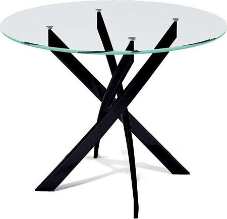Кухонный стол DikLine R90 (прозрачный/опоры черные)