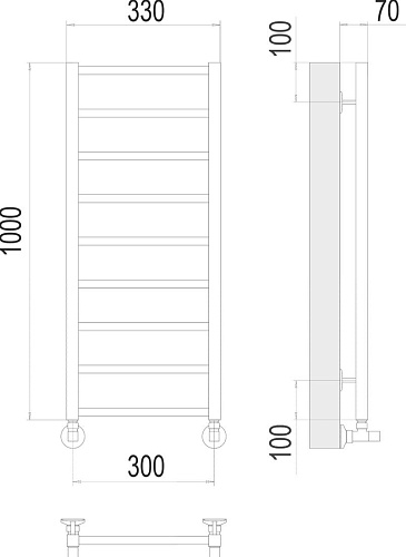 Полотенцесушитель TERMINUS Контур П9 300x1000 (хром)