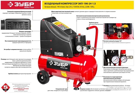 Компрессор Зубр ЗКП-190-24-1.5