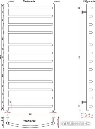 Полотенцесушитель Fincopper FC 117х50 (черный)
