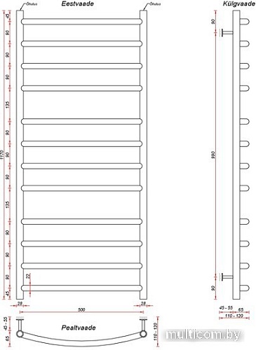Полотенцесушитель Fincopper FC 117х50 (черный)