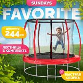 Батут Sundays Favorite Premium 8FT (красный, с сеткой, с лестницей)