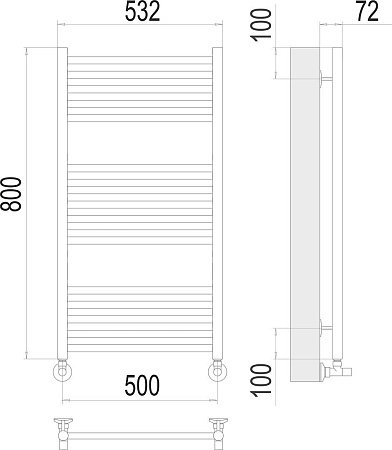 Полотенцесушитель TERMINUS Аврора П16 500х800 нп (RAL 9005)