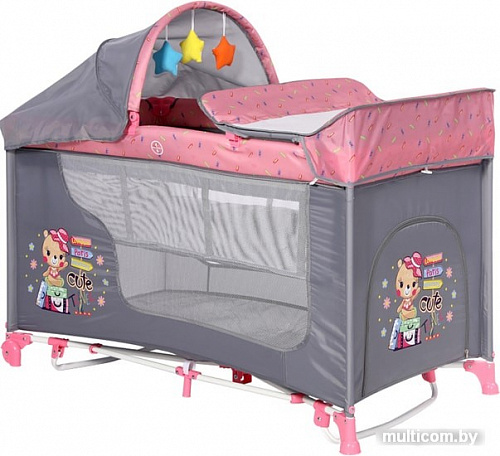 Манеж-кровать Lorelli Moonlight Rocker 2 (pink travelling)