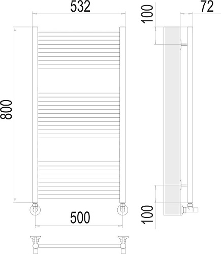 Полотенцесушитель TERMINUS Аврора П16 500х800 нп (RAL 9005)