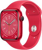Умные часы Apple Watch Series 8 45 мм (алюминиевый корпус, красный/красный, спортивный силиконовый ремешок)
