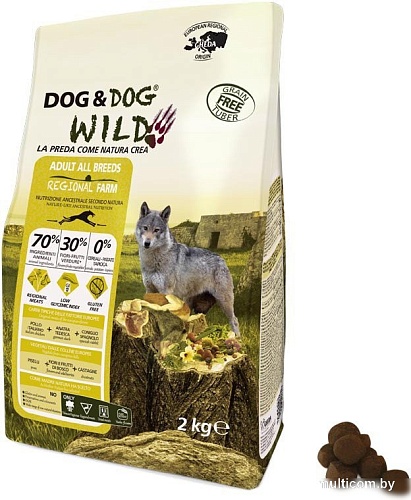 Сухой корм для собак Gheda Petfood Dog&Dog Wild Regional Farm с курицей, уткой и кроликом (2 кг)
