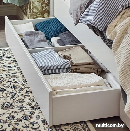 Кровать Ikea Сонгесанд 200x160 (два ящика, белый, Лонсет) 492.412.58