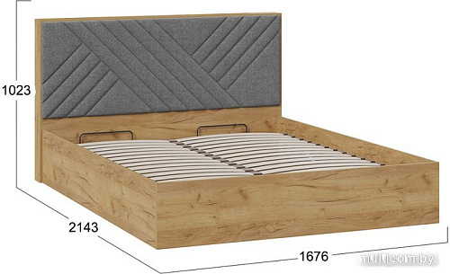 Кровать Трия Хилтон универсальная тип 1 с ПМ 160x200 (дуб крафт золотой/велюр серый)
