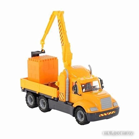 Полесье Майк автомобиль-кран с манипулятором + конструктор 30 эл. 55590