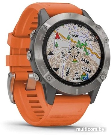 Умные часы Garmin Fenix 6 Sapphire (титановый/оранжевый)
