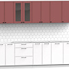 Готовая кухня Интермебель Лион-19 2.6м без столешницы (красная глазурь софт/белый софт)