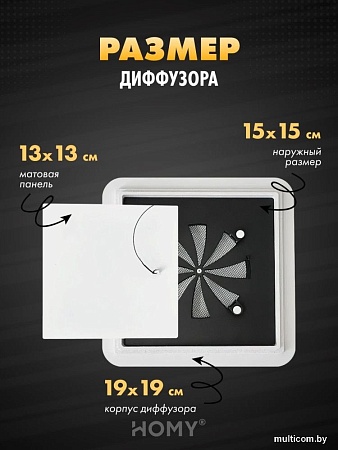 Вентиляционная решетка HOMY AIR квадратный AS100WR 15x15 (белая)