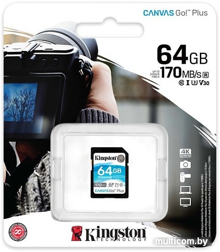 Карта памяти Kingston Canvas Go! Plus SDXC 64GB