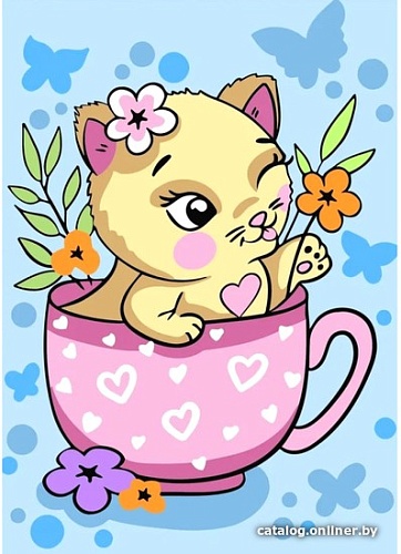 Картина по номерам Wizardi Пушистое чаепитие MINI162