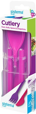 Набор столовых приборов Sistema To-Go 1917 (розовый)