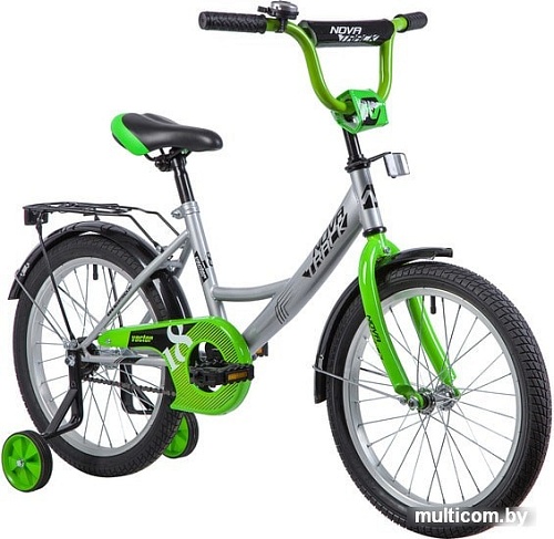 Детский велосипед Novatrack Vector 18 (серебристый/зеленый, 2019)