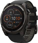 Умные часы Garmin Fenix 8 Solar, Sapphire 51мм (титановый угольно-серый с DLC-покрытием и черным ремешком)