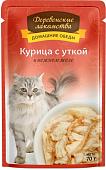 Консервированный корм для кошек Деревенские лакомства Курица с уткой в желе 70 г