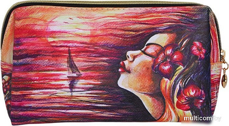 Косметичка Sima-Land Море и девушка. На молнии 9643533 (розовый/разноцветный)