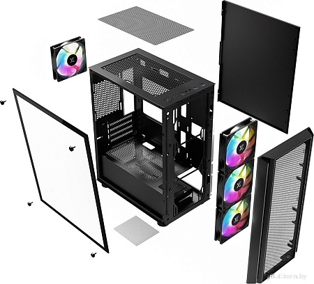 Корпус XASTRA A402M 4FRGB (черный)