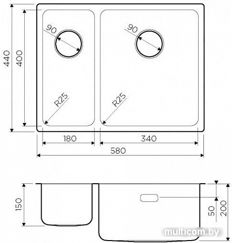 Кухонная мойка Omoikiri Tadzava 58-2-U/IF IN-R