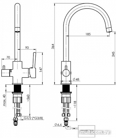Смеситель Rubineta ULTRA-32 (1/2) U32008