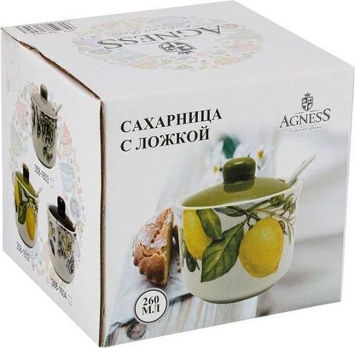 Сахарница Agness 358-1602 (с ложкой)