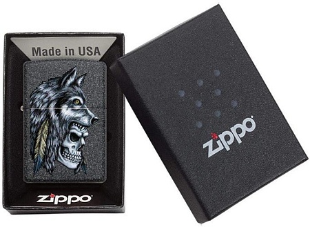 Зажигалка Zippo Wolf Skull Feather Design 29863-000003