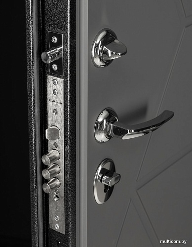 Металлическая дверь Guard Термо MG75 87х205 левая (черное серебро/серый)