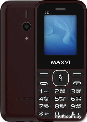 Кнопочный телефон Maxvi C27 (коричневый)