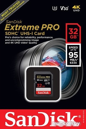 Карта памяти SanDisk Extreme PRO V30 SDHC 32GB [SDSDXXG-032G-GN4IN]