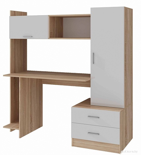 Стол Памир ПКС-7 (дуб сонома/белый глянец)