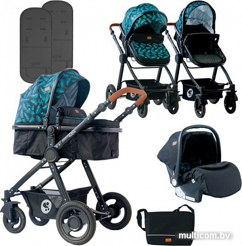 Универсальная коляска Lorelli Alexa 2020 (3 в 1, black leaves)