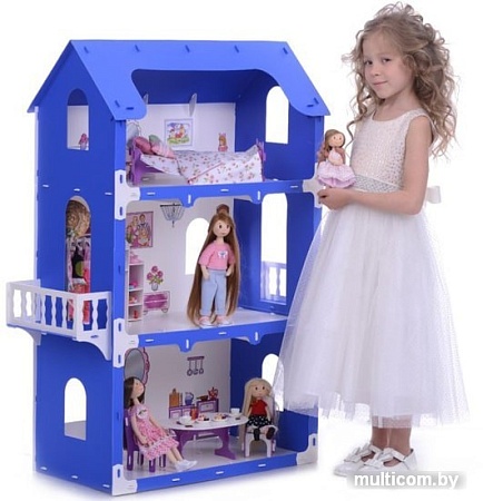 Кукольный домик Krasatoys Екатерина с мебелью 000262 (белый/синий)