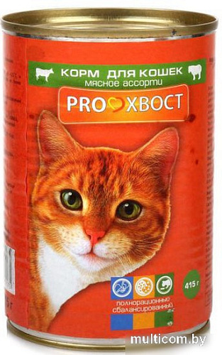 Консервированный корм для кошек Proхвост Мясное ассорти 415 г