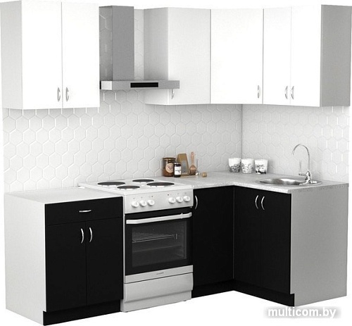 Готовая кухня S-Company Клео лайт 1.2x1.6 правая (черный/белый)