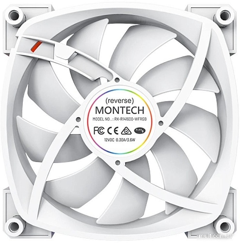 Вентилятор для корпуса Montech RX140 PWM Reverse (белый)