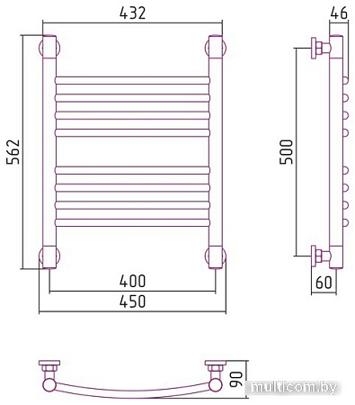 Полотенцесушитель Сунержа Богема+ выгнутая 500х400 00-0221-5040
