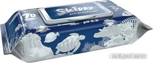 Влажные салфетки Skippy Premium с клапаном (4x70 шт)