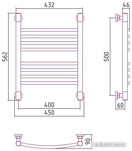 Полотенцесушитель Сунержа Богема+ выгнутая 500х400 00-0221-5040