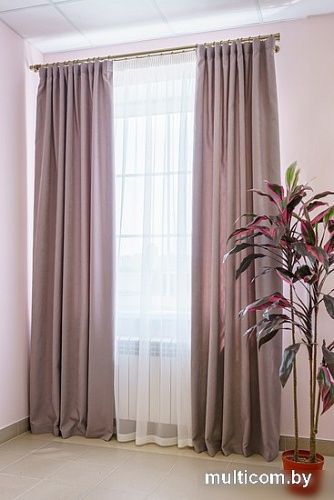 Комплект штор Decoretto Хлопок СХ-K16 4x2.5 м (серый, 2 шт)